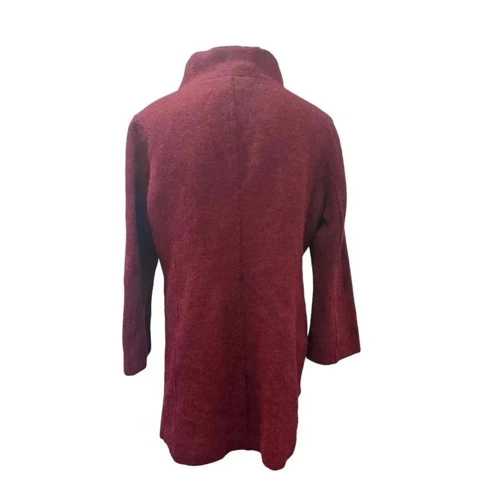 Beyond Threads Jacket Womens Size Medium Red Alpaca Wool Blend Button Front - Picture 4 of 8